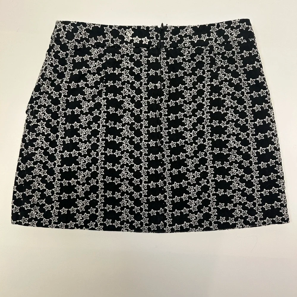 Storia Black And White Star‎ Pattern A-Line Lined Mini Skirt Women’s Size S